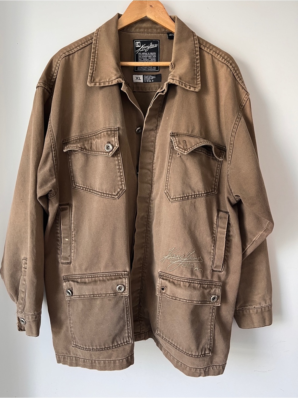 Karl Kani Tan Military Field Jacket | Size XL | Streetwear | Shows Wear